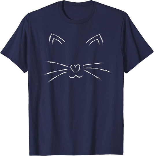 Cute Black Cat Face , Halloween Kitten Costume Women Kids T-Shirt - T-Shirt | Navy