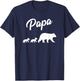 Twin Dad Papa Bear Two Cubs | 2 Kids Father's Day Gift T-Shirt - T-Shirt | Navy