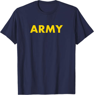 Army Logo Yellow PT Workout Classic Retro T-Shirt - T-Shirt | Navy