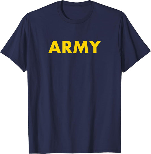 Army Logo Yellow PT Workout Classic Retro T-Shirt - T-Shirt | Navy