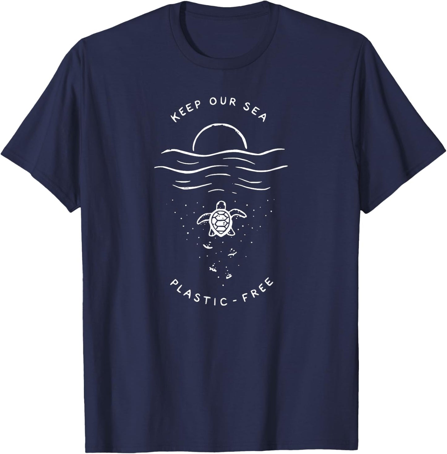 Keep Our Sea Plastic Free Shirt Save The Turtles T-Shirt - T-Shirt | Navy