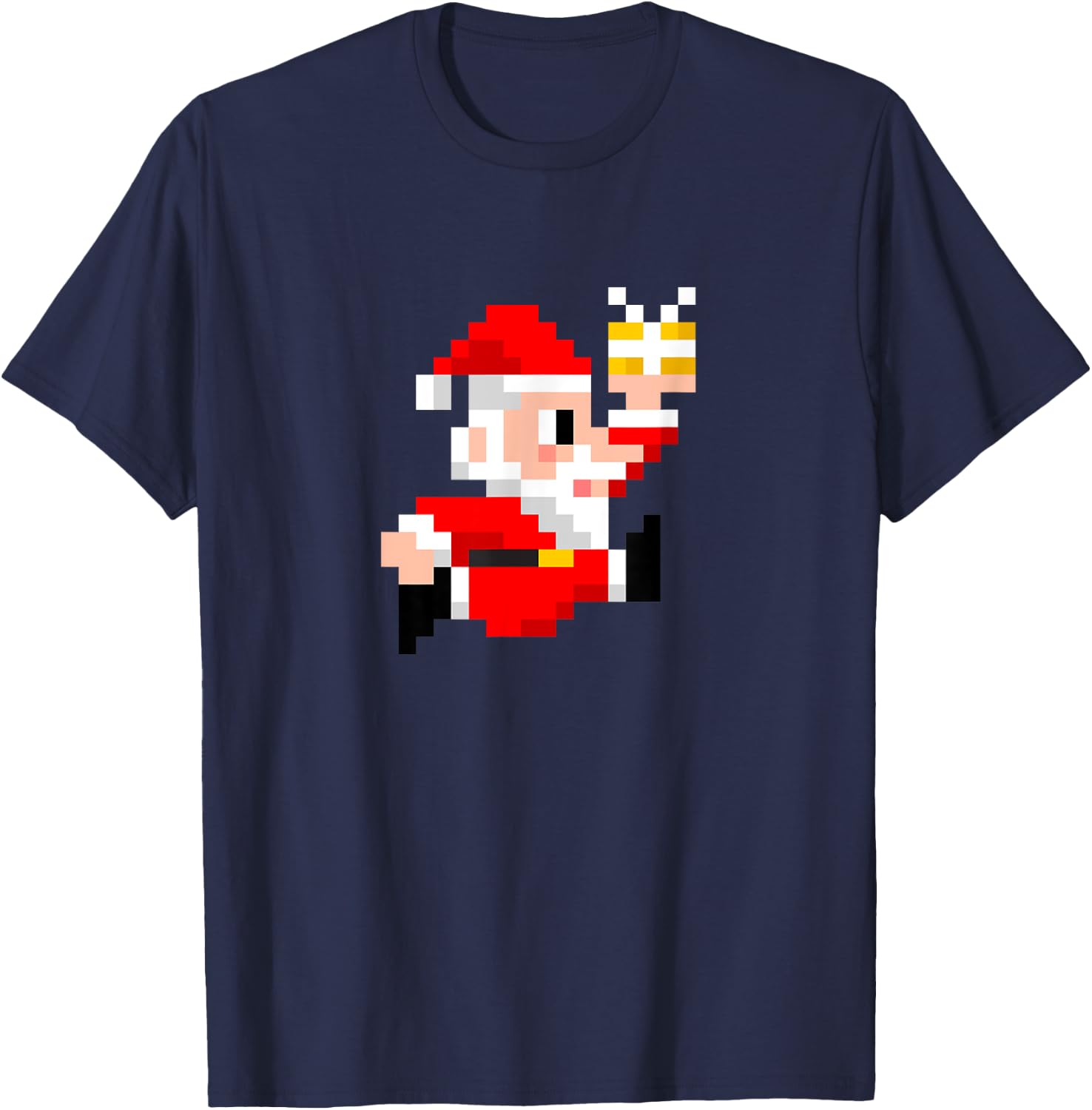 8-Bit Santa Claus Christmas T-Shirt - T-Shirt | Navy