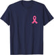 Breast Cancer Awareness Shirt Pink Ribbon On Chest Support T-Shirt - T-Shirt | Navy