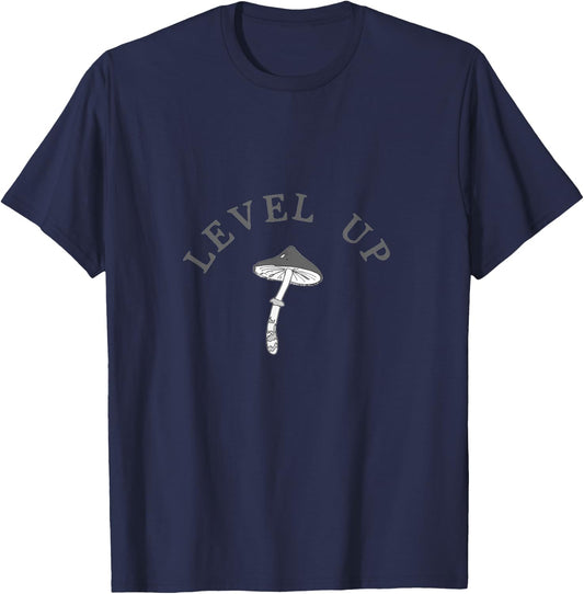 Level Up Funny psilocybin magic mushroom T-Shirt - T-Shirt | Navy
