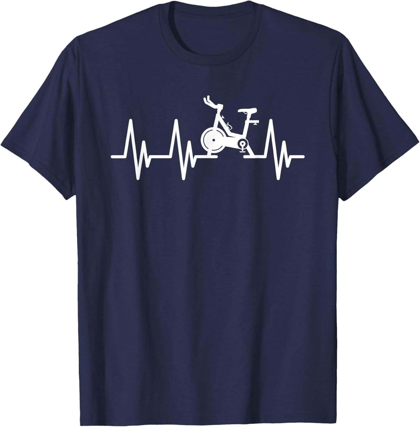 Love Spin Heartbeat Funny Gym Workout Fitness Spinning Class T-Shirt - T-Shirt | Navy