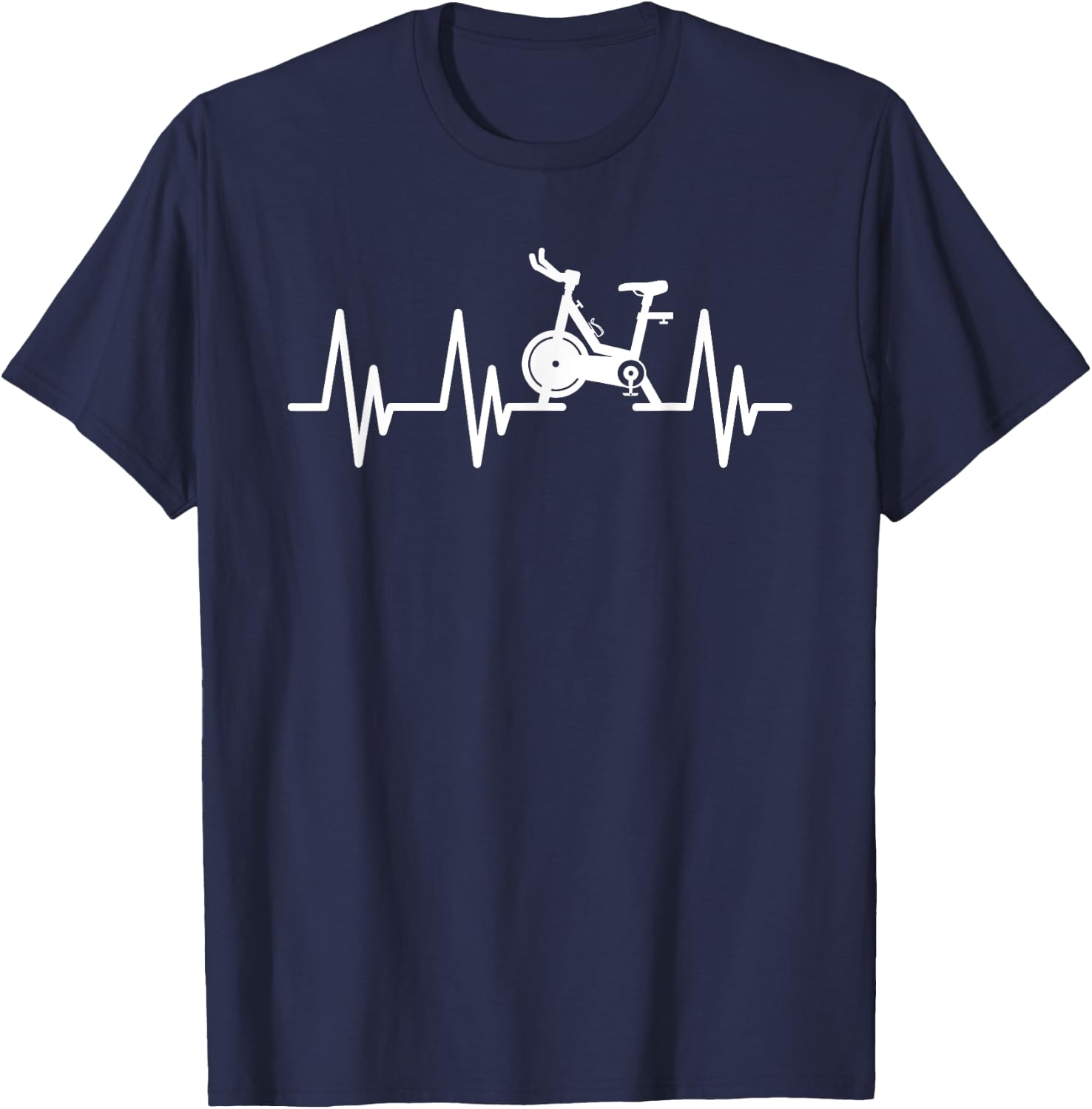 Love Spin Heartbeat Funny Gym Workout Fitness Spinning Class T-Shirt - T-Shirt | Navy