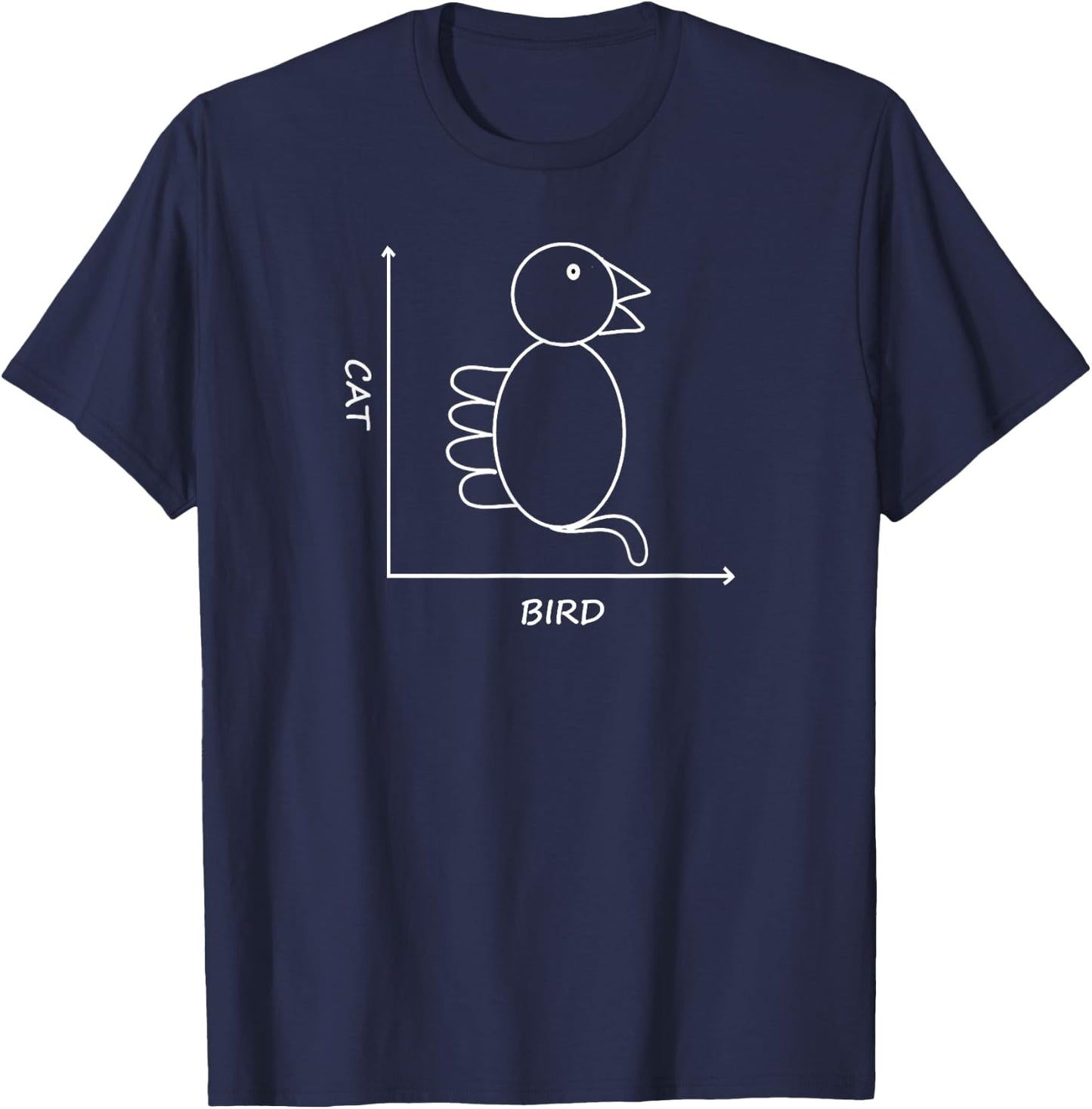 Cat/Bird Graph Funny Math T-Shirt - T-Shirt | Navy