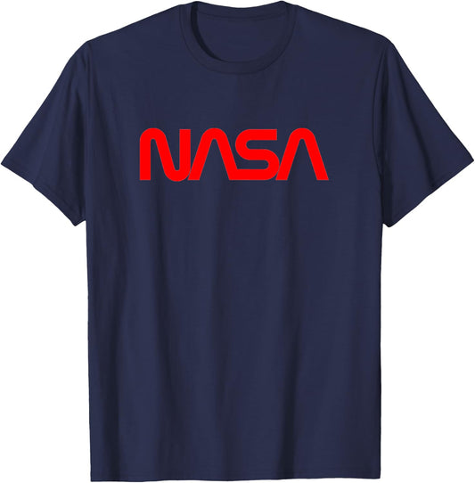 Officially Licensed NASA Worm Logo Red Space Gift T-Shirt - T-Shirt | Navy