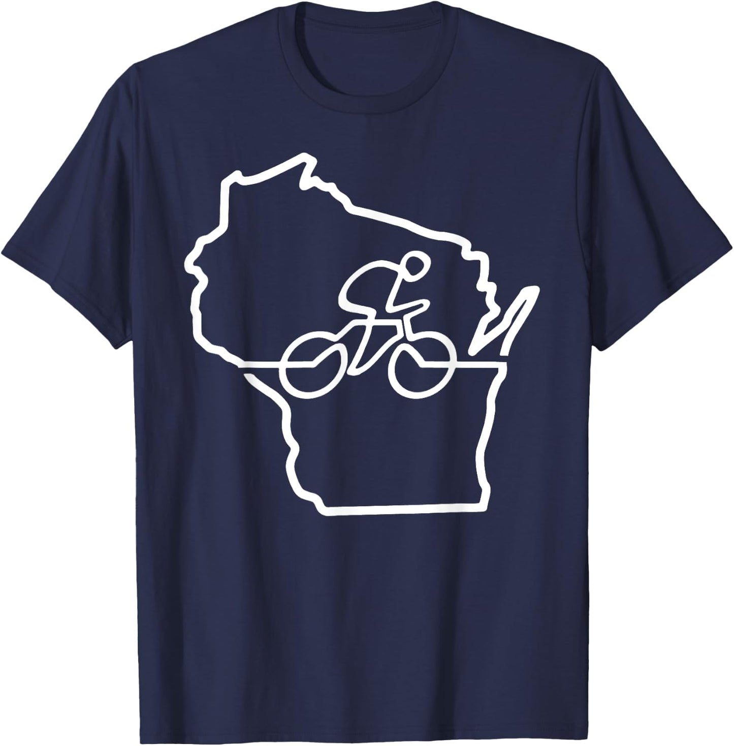 Bicycle Wisconsin Cycling Shirt Cyclist Gift Bike Biking T-Shirt - T-Shirt | Navy