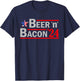 Beer & Bacon Funny Election '24 T-Shirt - T-Shirt | Navy