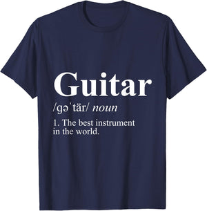 Music & Gift Men's Guitar Black Small Short Sleeve Classic Fit Cotton 65% Polyester 35% T-Shirt - T-Shirt | Navy