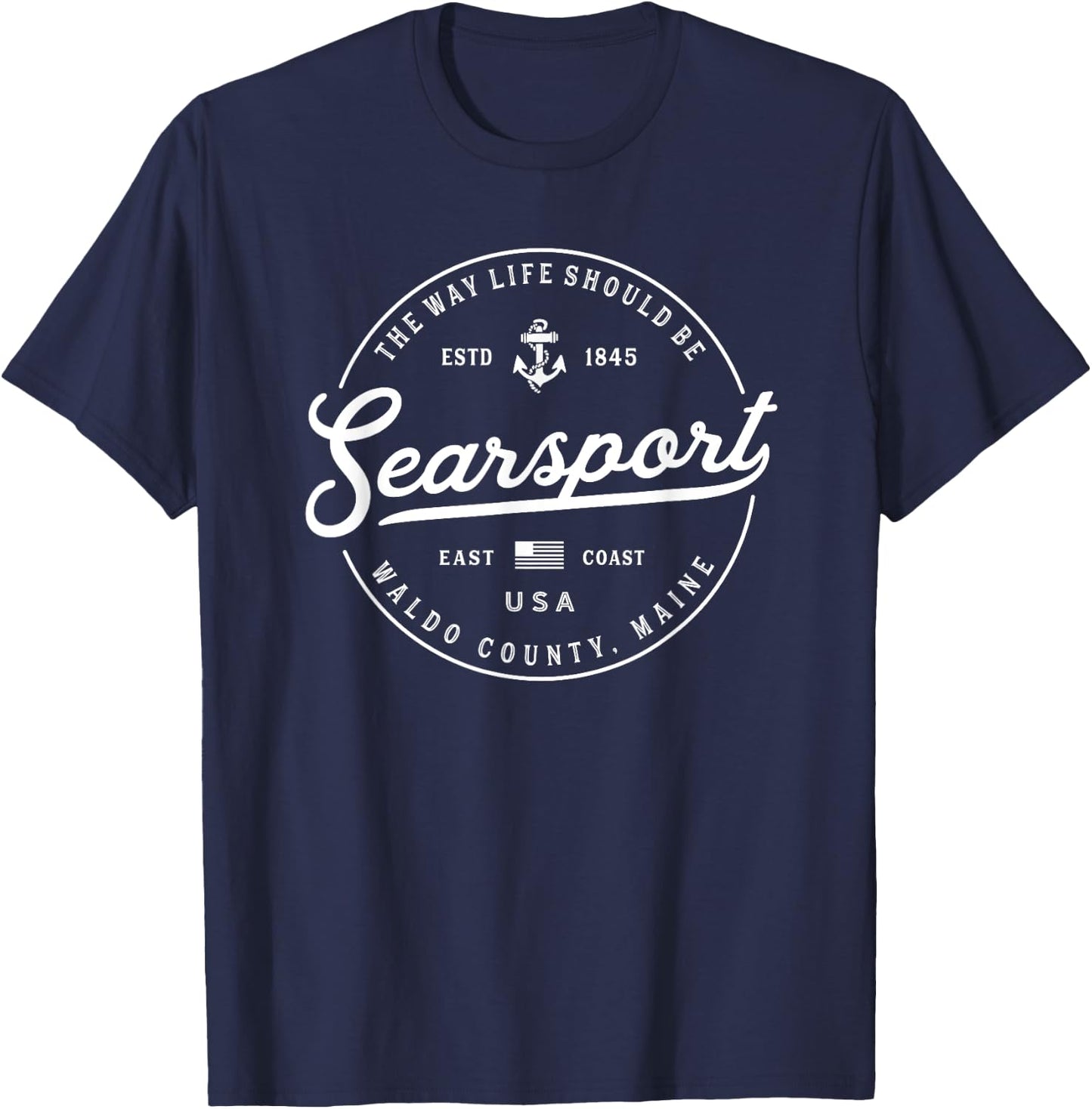 NAUTICAL Anchor Searsport Maine Travel Vacation T-Shirt - T-Shirt | Navy
