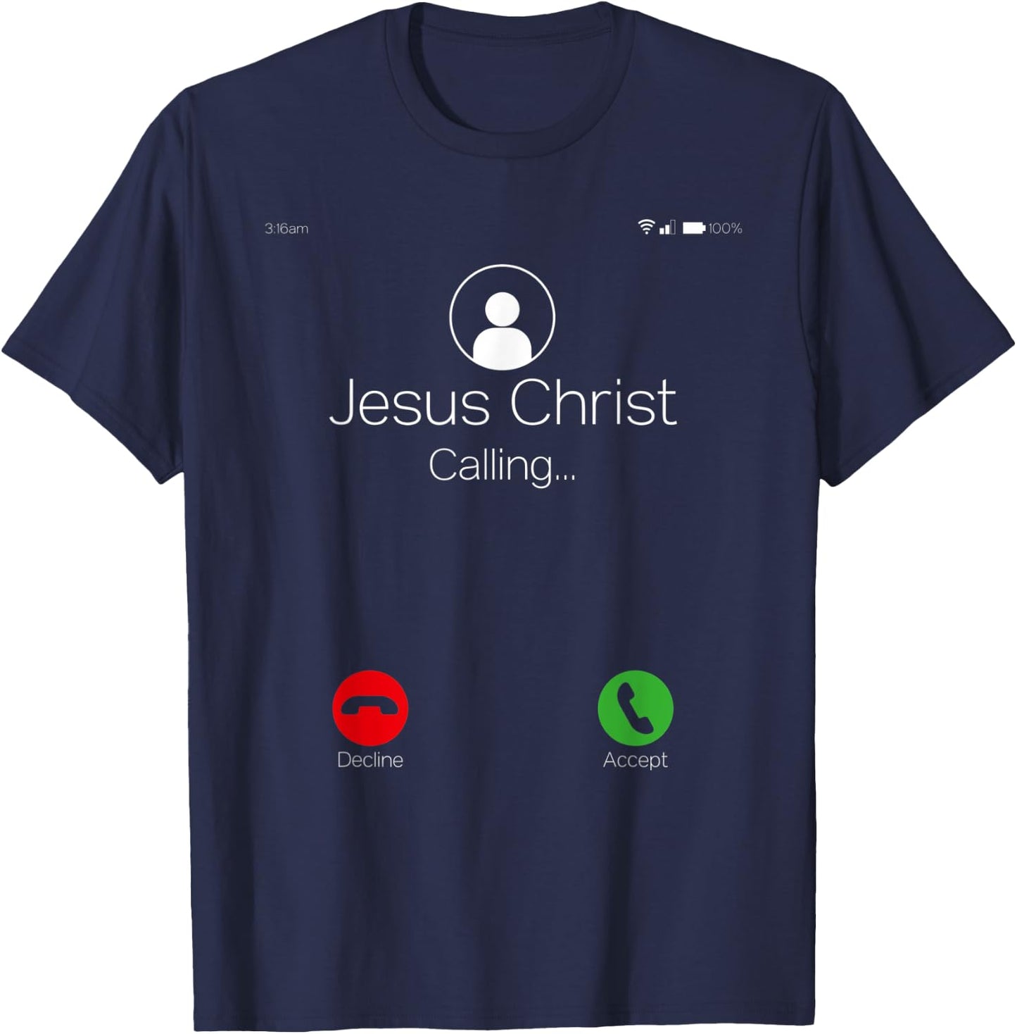 Jesus Christ Calling Christian Faith Religion Graphic Themed T-Shirt - T-Shirt | Navy