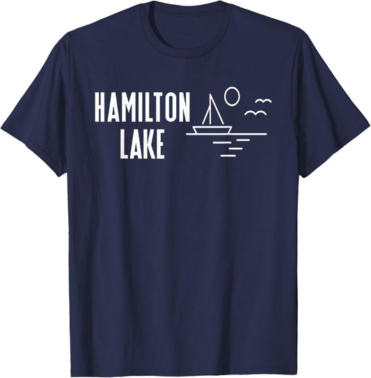 Hamilton Lake Hamilton Indiana Sailboat T-Shirt - T-Shirt | Navy
