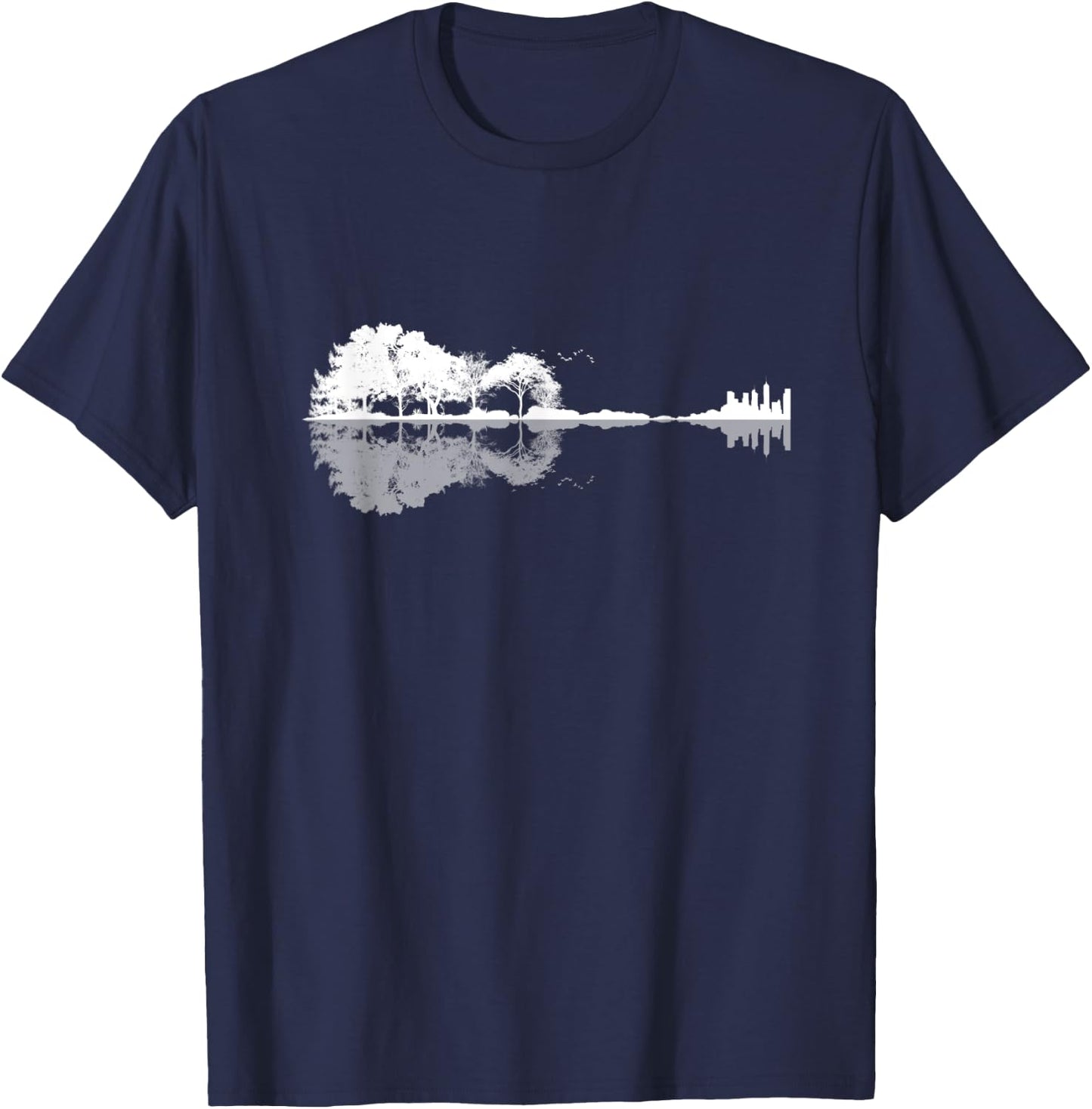 Acoustic Guitar Shirt Nature Forest Bass Guitarist Men Women T-Shirt - T-Shirt | Navy