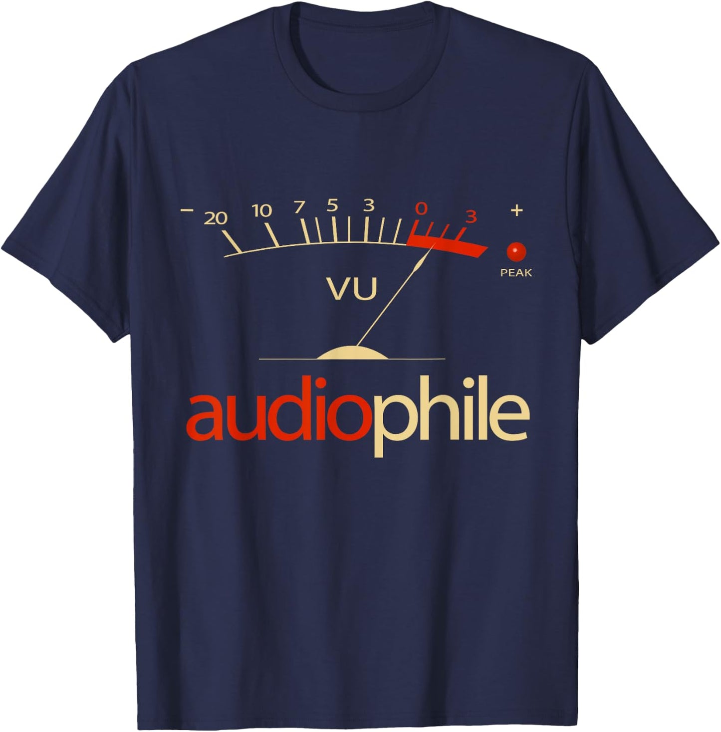 VU Meter Hi-Fi Vintage Stereo Audiophile T-Shirt - T-Shirt | Navy