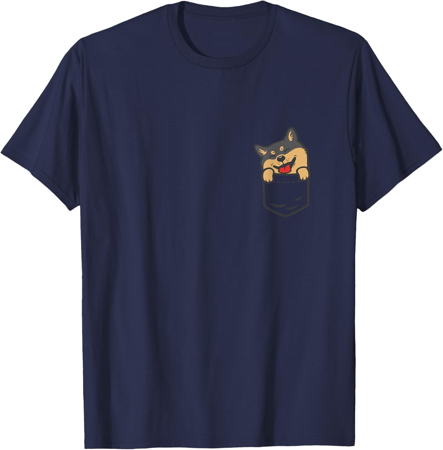 Pocket Black And Tan Shiba Inu Cute Dog Lover Pet Owner Gift T-Shirt - T-Shirt | Navy