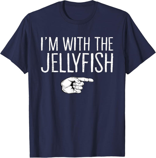 I'm With The Jellyfish Matching Costume Lazy Halloween Party T-Shirt - T-Shirt | Navy