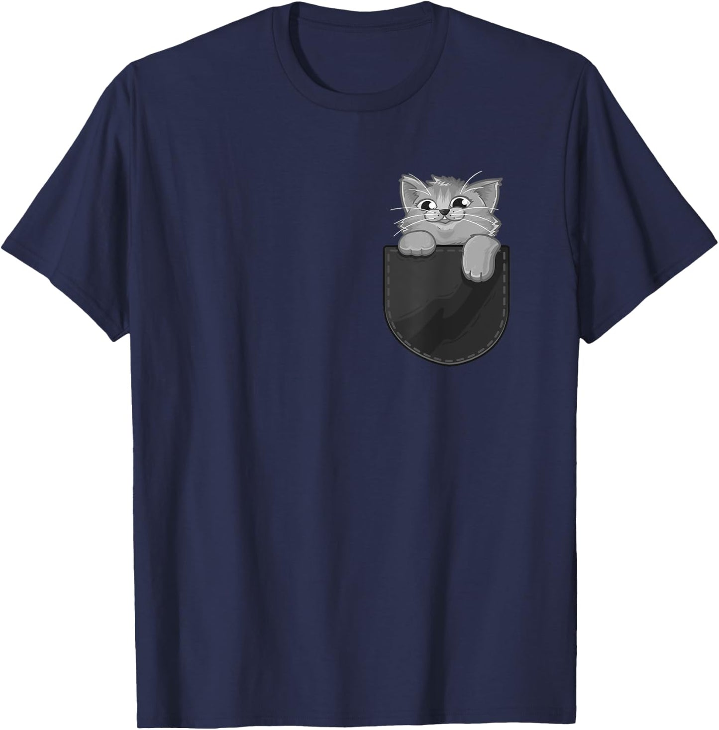 Grey Gray Cat Kitty In My Pocket Adorable Sassy Kitten Gift Women Girls Kids T-Shirt - T-Shirt | Navy