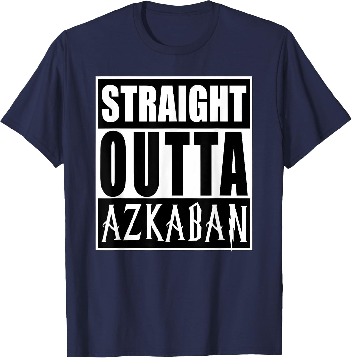 Straight Outta Askaban Funny Graphic T-Shirt - T-Shirt | Navy