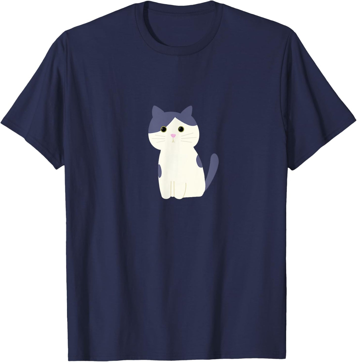 Cute Gray and White Spotted Cat T-Shirt - T-Shirt | Navy