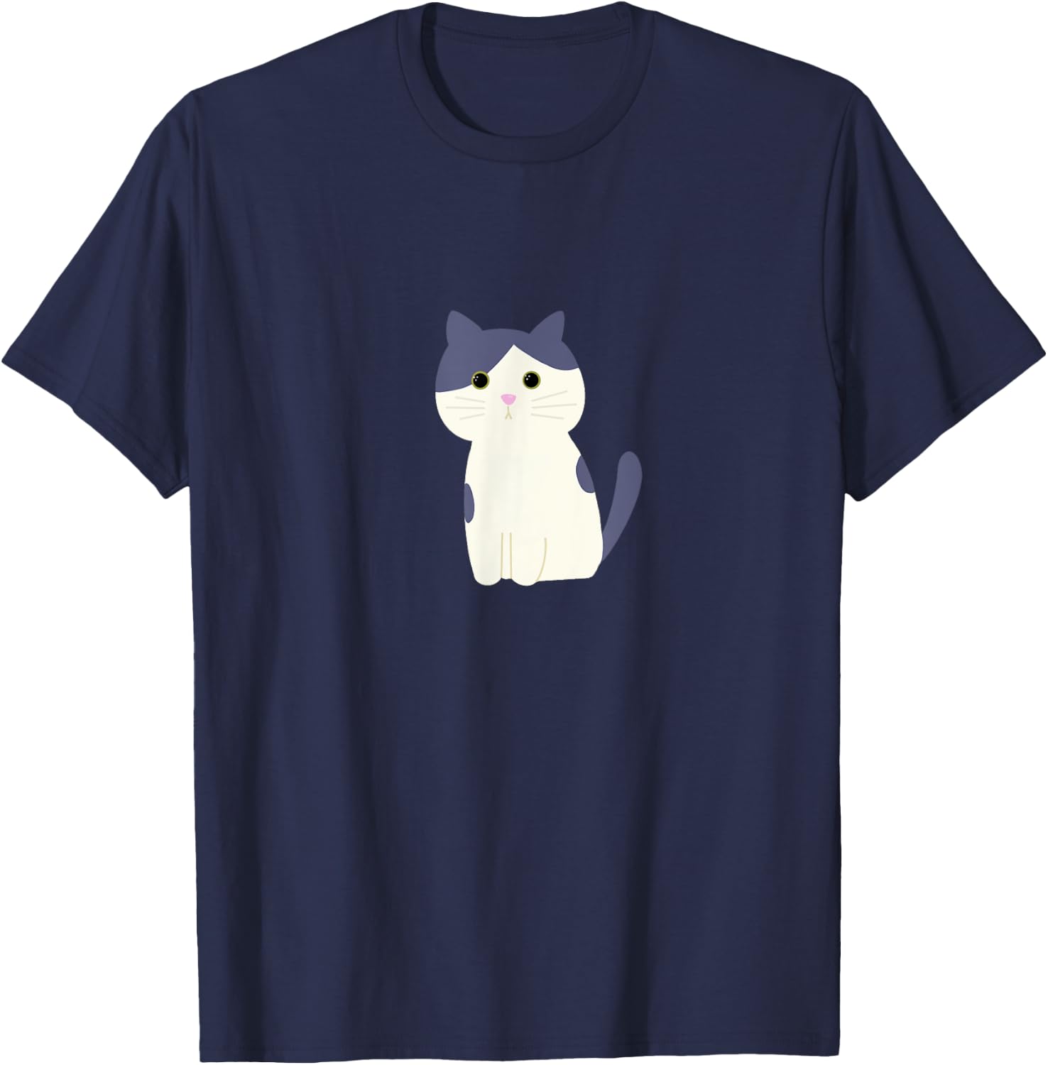 Cute Gray and White Spotted Cat T-Shirt - T-Shirt | Navy