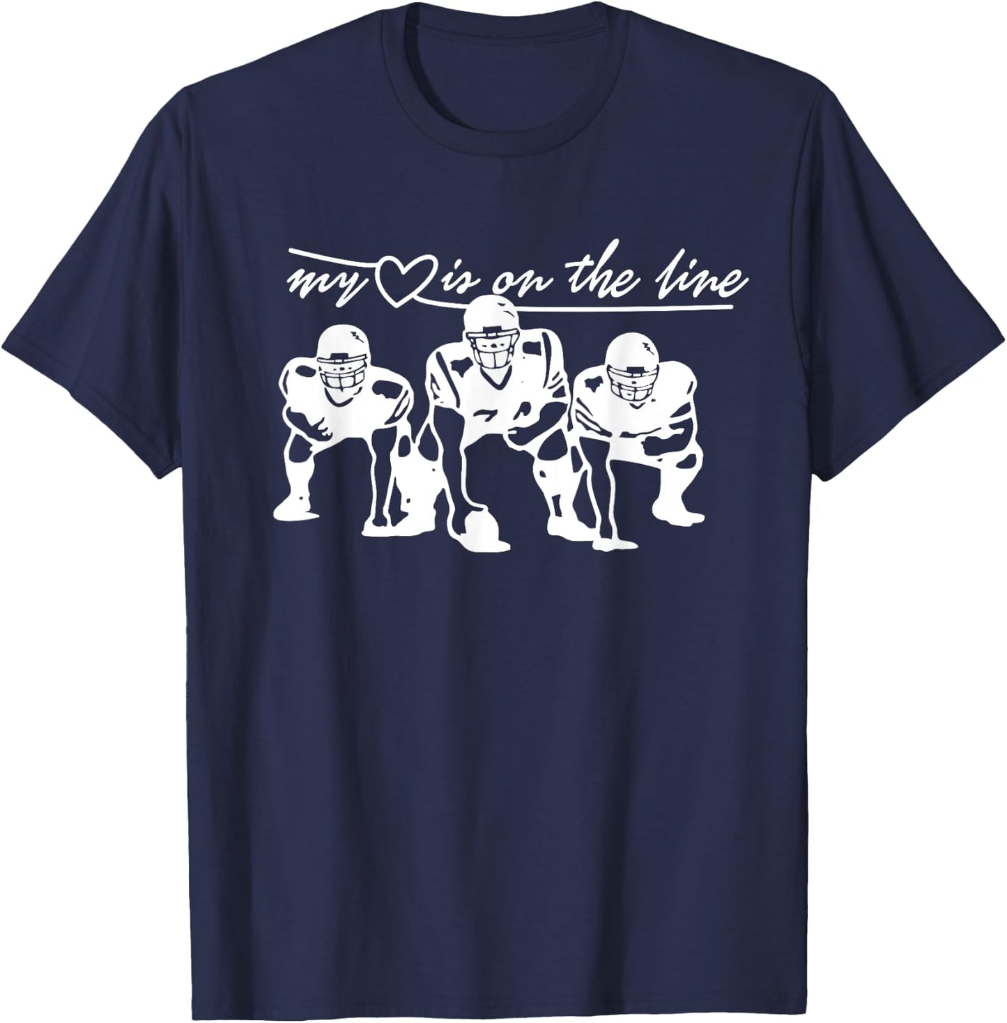 Football My Heart Is On The Line Offensive Lineman T-Shirt - T-Shirt | Navy