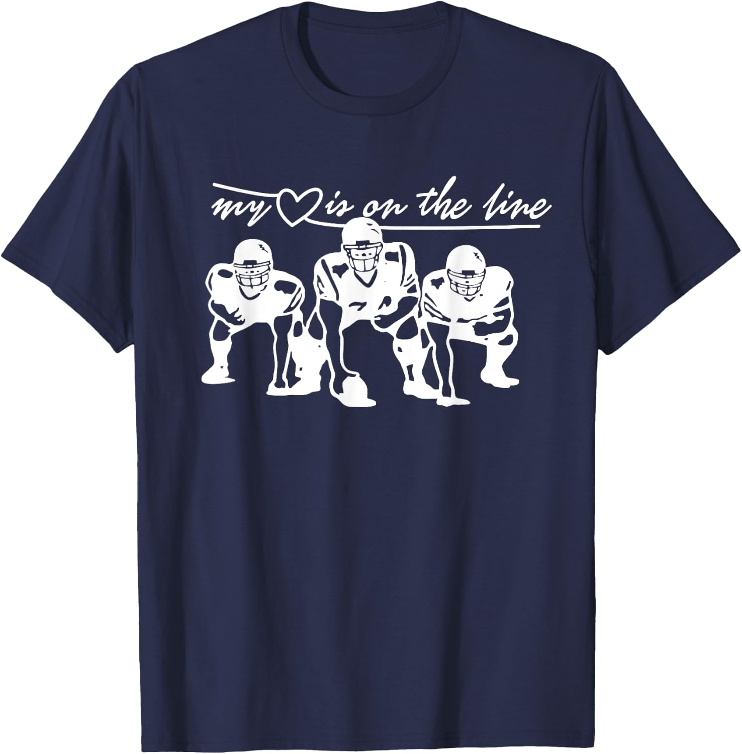 Football My Heart Is On The Line Offensive Lineman T-Shirt - T-Shirt | Navy