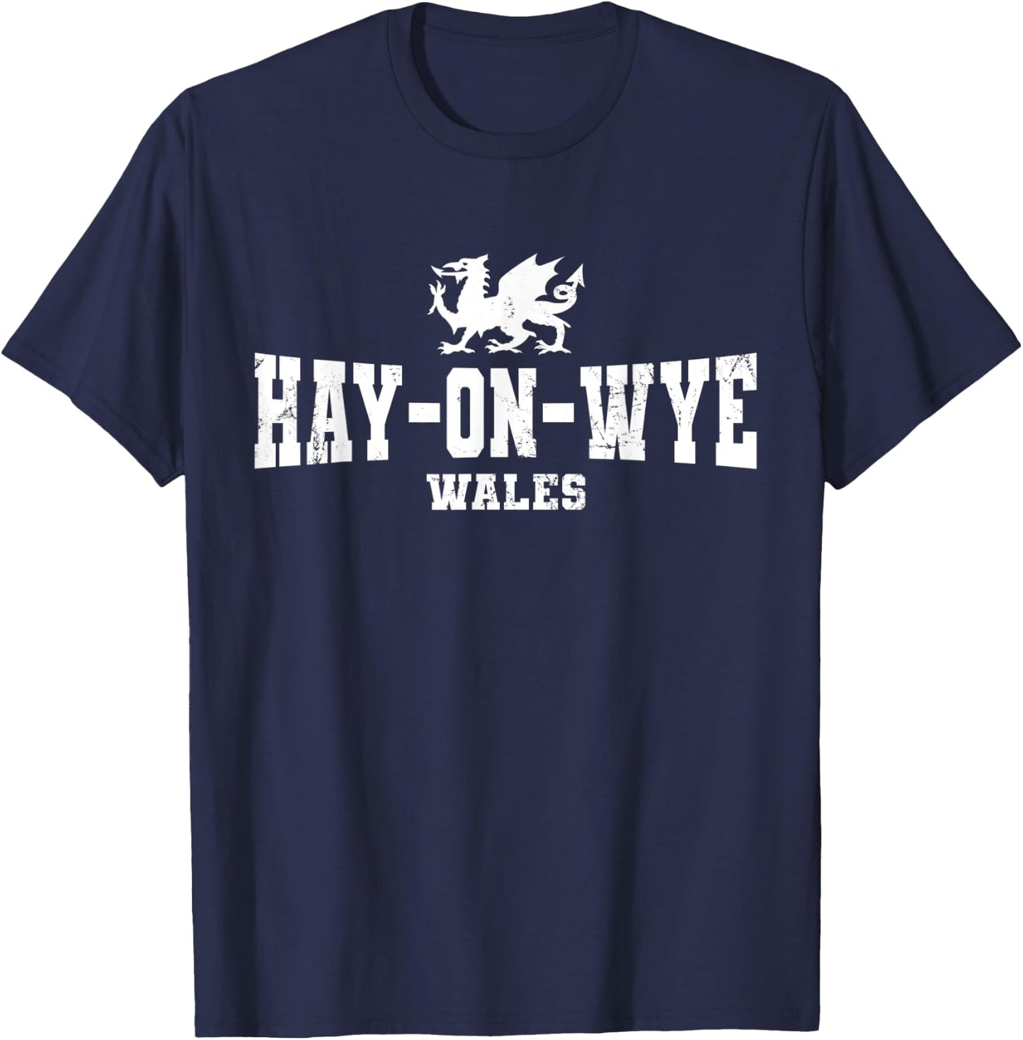 Hay-on-Wye Wales Welsh Dragon Flag Cymru T-Shirt - T-Shirt | Navy