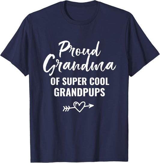 Proud Grandma Shirt Love Grandpups Dog Lovers T-Shirt - T-Shirt | Navy