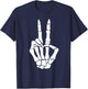 Skull Skeleton Peace Sign Birthday Gift T-Shirt - T-Shirt | Navy