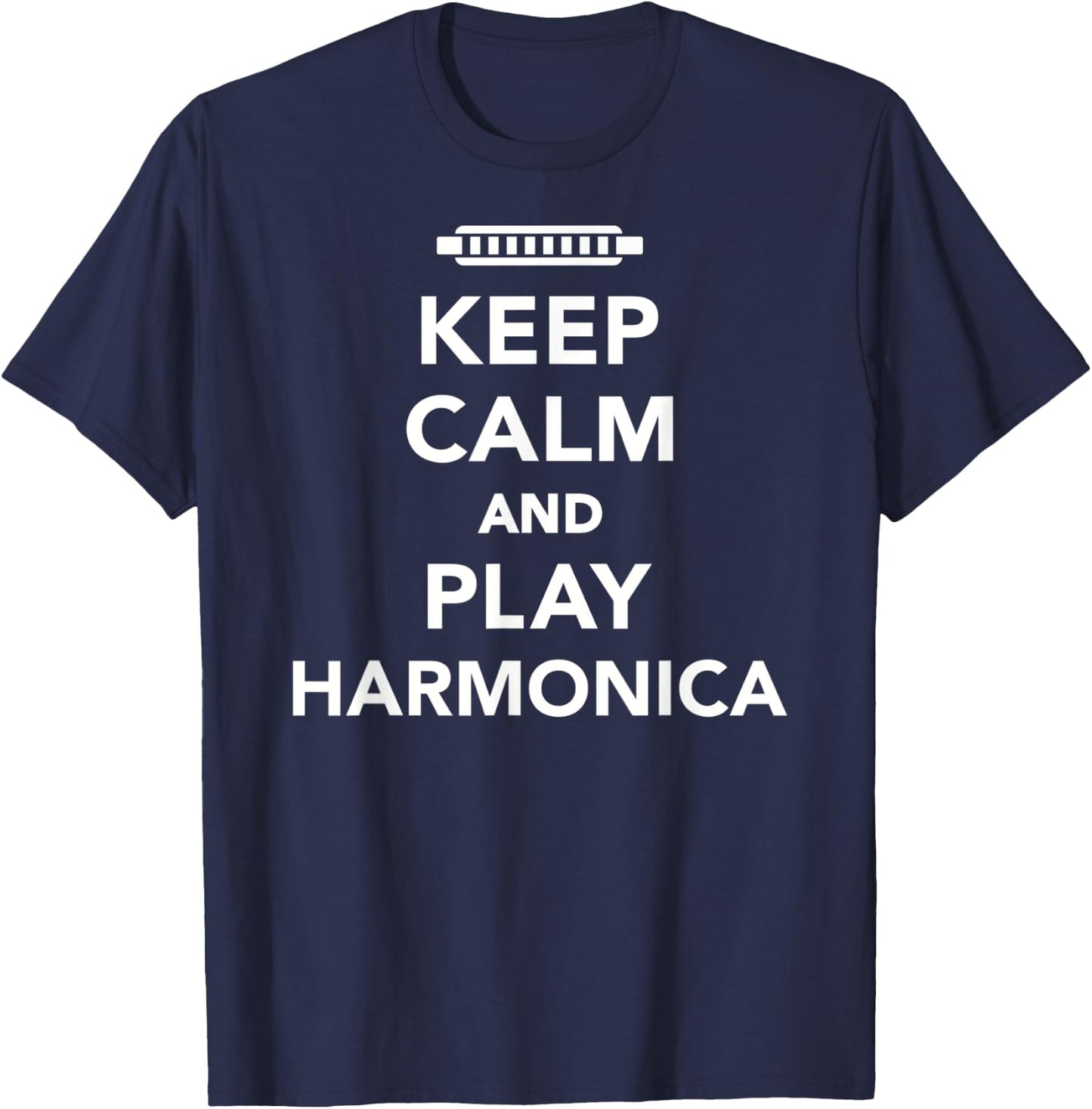 Keep calm and play Harmonica T-Shirt - T-Shirt | Navy