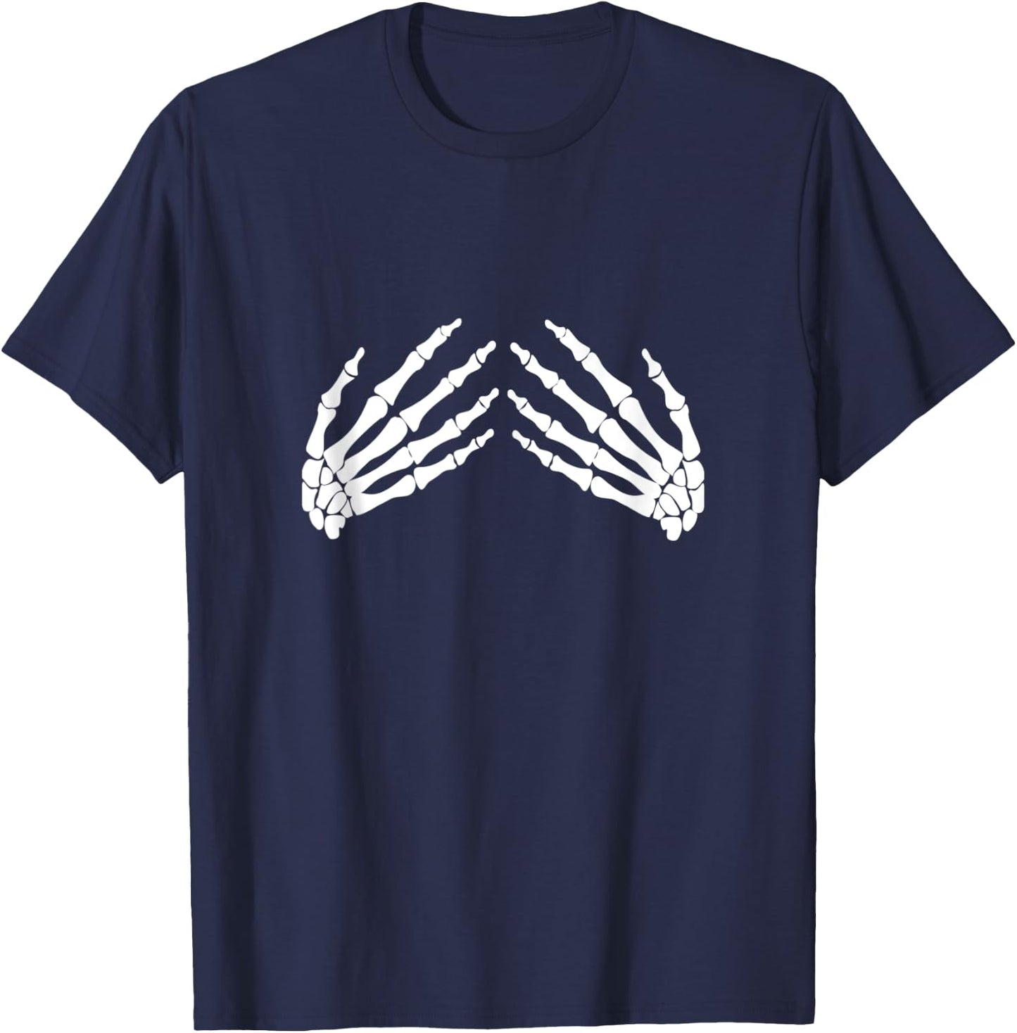 Skeleton Hands Grabbing Boobs Halloween T-Shirt - T-Shirt | Navy