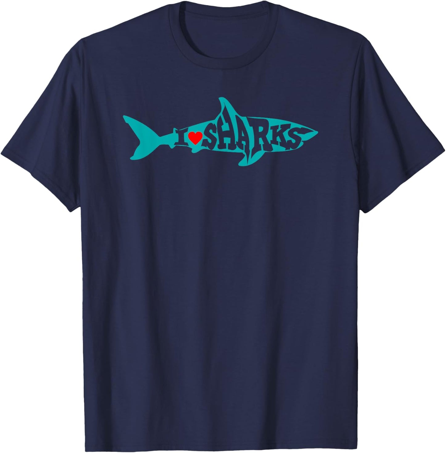 I Love Sharks - Heart Shark Silhouette T-Shirt - T-Shirt | Navy