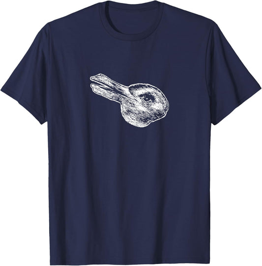 Wittgenstein Rabbit Duck Philosopher Optical Illusion Shirt T-Shirt - T-Shirt | Navy