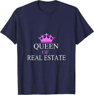 Queen Of Real Estate Realtor Mom T-Shirt - T-Shirt | Navy