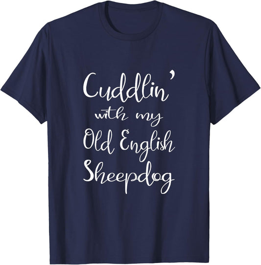 Old English Sheepdog Dog Mom Shirt Matching Dog Pajamas Women Kids T-Shirt - T-Shirt | Navy