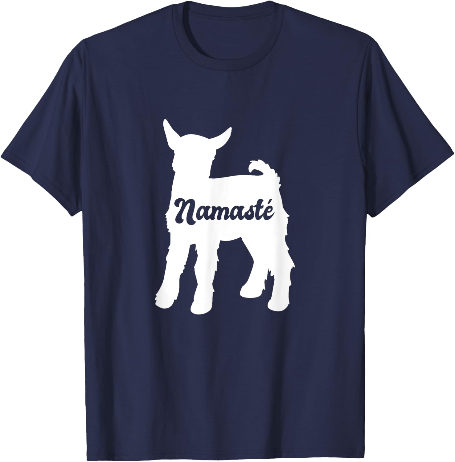 Namaste Cute Goat Yoga T-Shirt - T-Shirt | Navy