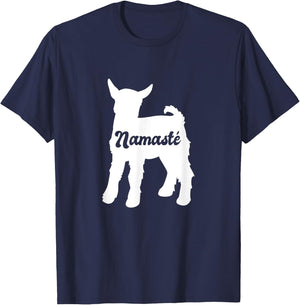 Namaste Cute Goat Yoga T-Shirt - T-Shirt | Navy