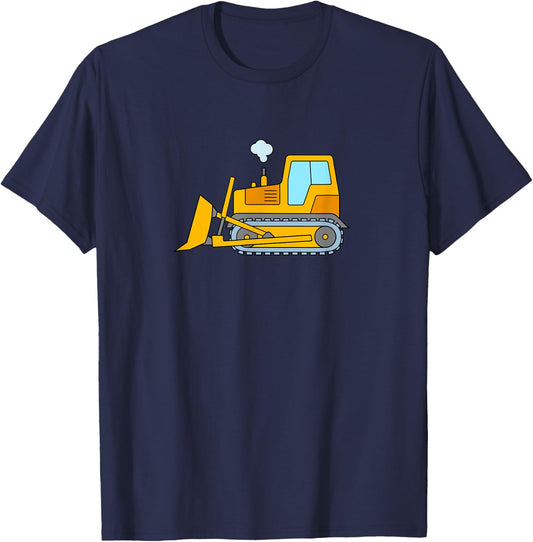 Design with Yellow Dozer Bulldozer Construction T-Shirt - T-Shirt | Navy