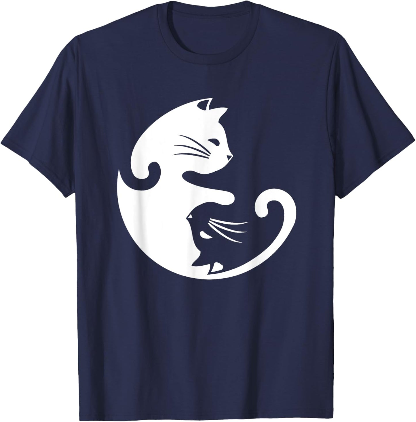 Cat Yin Yang Peace Loving Interconnected T-Shirt - T-Shirt | Navy
