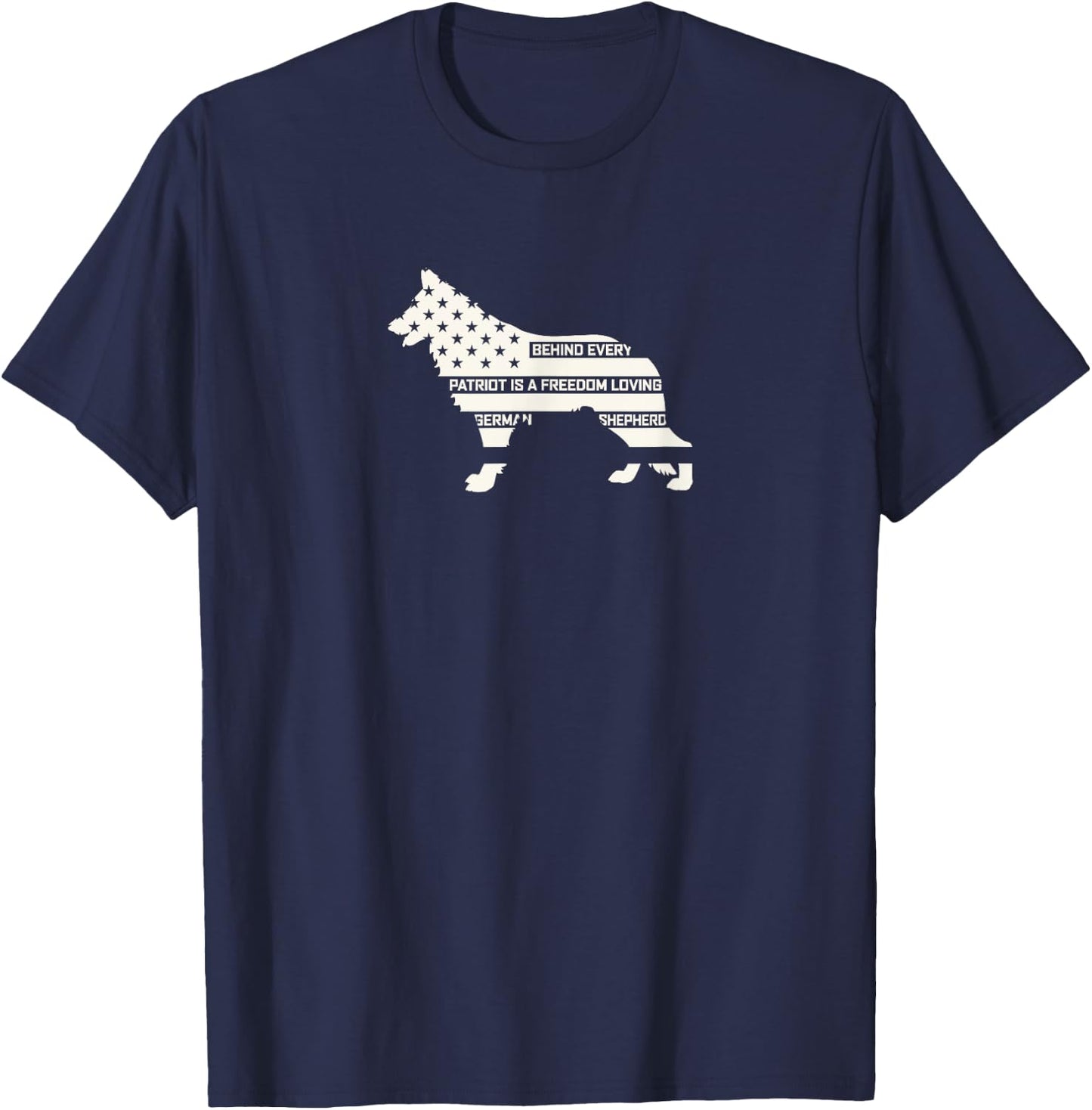 White German Shepherd Patriotic T-Shirt - T-Shirt | Navy