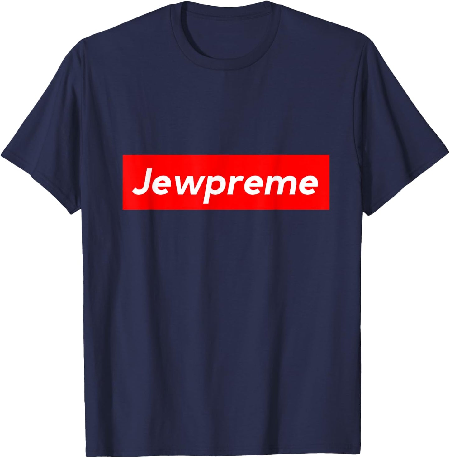 Funny Jewish Jewpreme Humorous Jewish Black Men's Classic Fit Fitted Short Sleeve Cotton Solid Colors 100% Cotton Hanukkah Gift T-Shirt - T-Shirt | Navy