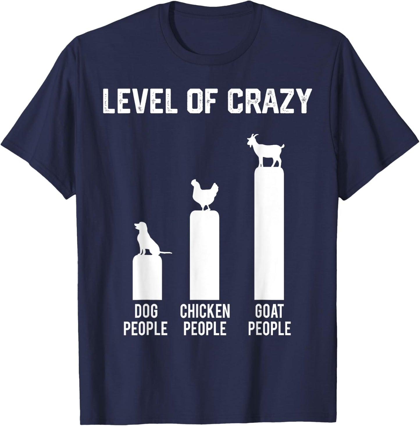 Level Of Crazy Dog People Chicken People Goat People T-Shirt - T-Shirt | Navy