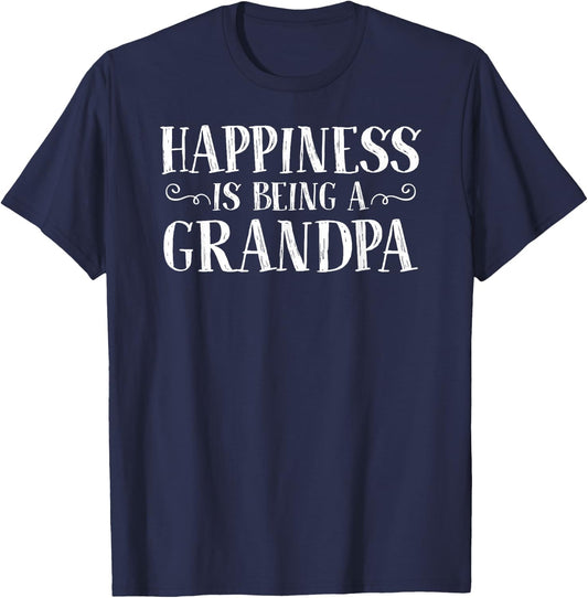 Happiness Is Being A Grandpa GrandparentsT Shirt T-Shirt - T-Shirt | Navy