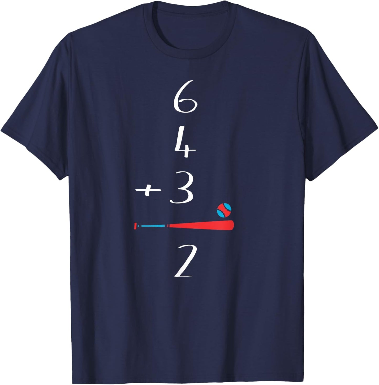 6 4 3 2 Double Play Baseball T-Shirt - T-Shirt | Navy