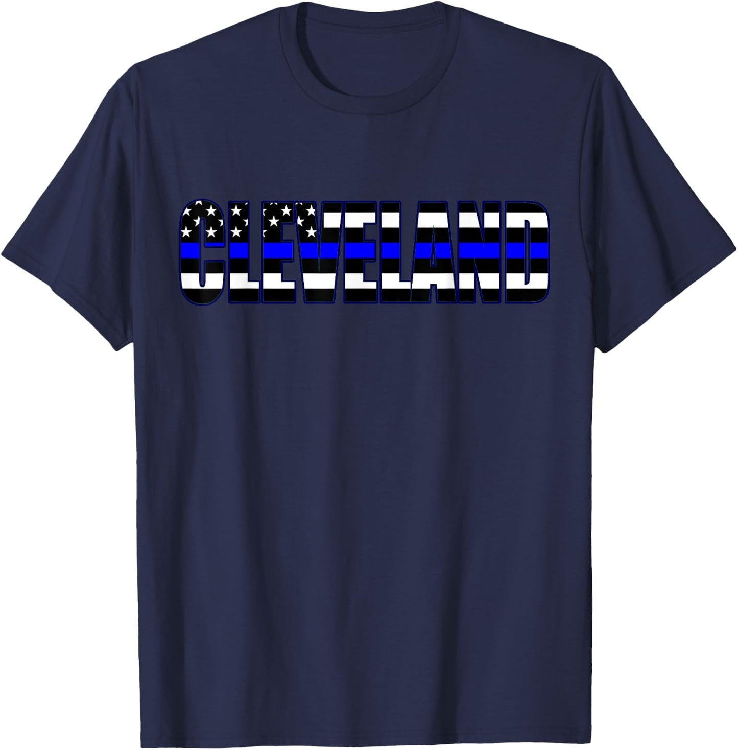 Protect and Serve in Cleveland Police Flag PD T-Shirt - T-Shirt | Navy