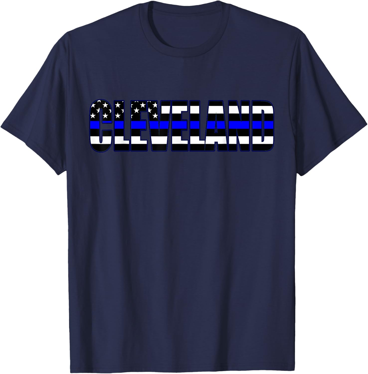 Protect and Serve in Cleveland Police Flag PD T-Shirt - T-Shirt | Navy