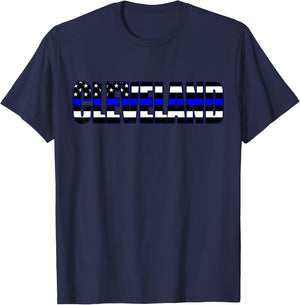 Protect and Serve in Cleveland Police Flag PD T-Shirt - T-Shirt | Navy