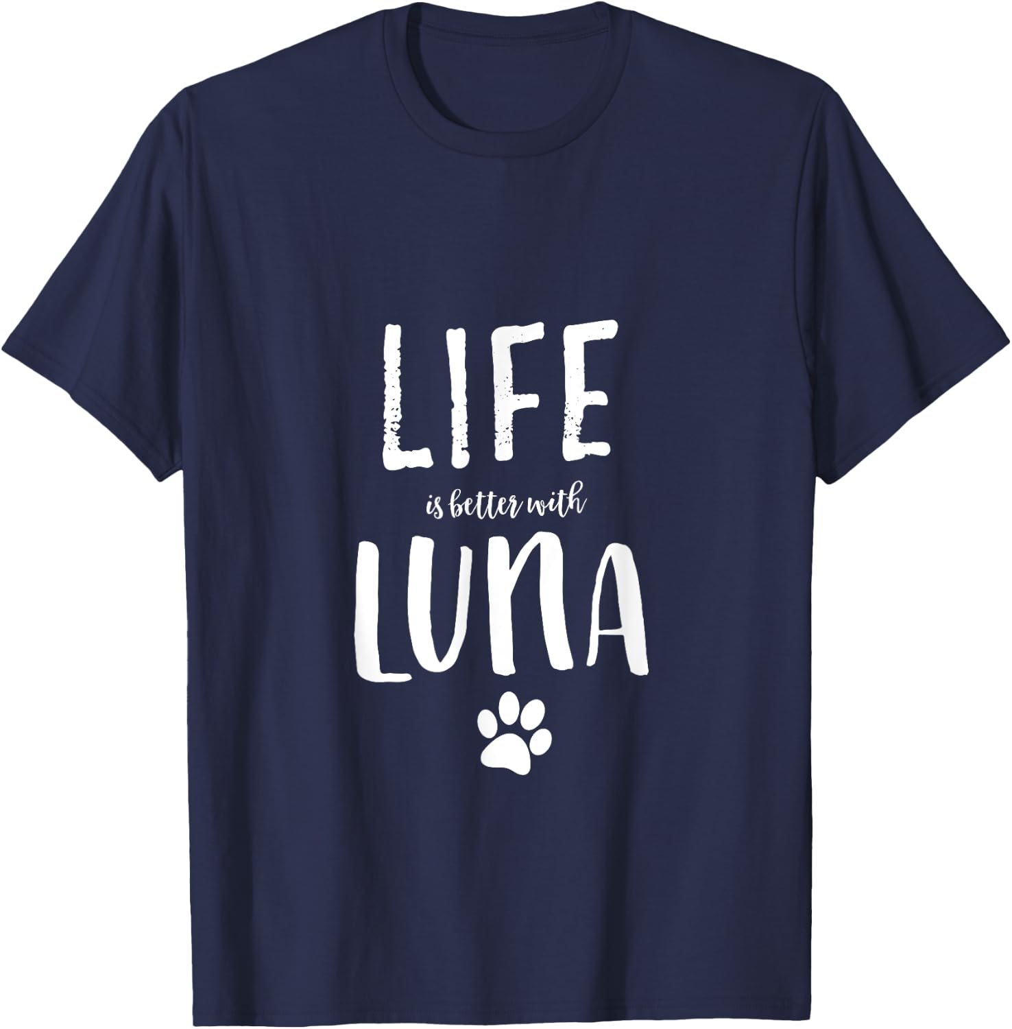 Luna Cat Name Gifts I Love Luna Shirt - Adult Cat Owner Luna Gift - Black - Small - Short Sleeve - U-Neck - Classic Fit - Cotton - Machine Wash T-Shirt - T-Shirt | Navy